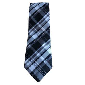 Bill Robinson Men's Hand Made Necktie Gray Black & White Plaid Tie - NEW
